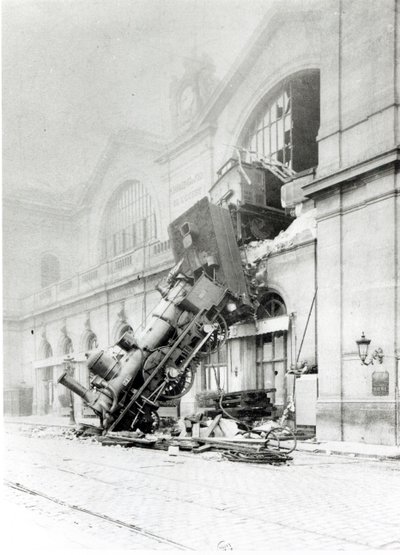 Train accident at the Gare Montparnasse in Paris on 22nd October 1895 by French Photographer